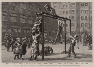 Fysisk fritid for London-børn, en scene i Drury Lane Garden